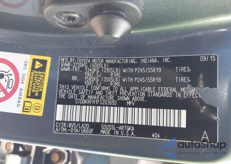 2015 Toyota Highlander Limited Platinum V6 from USA, damaged, VIN 5TDDKRFH1FS203692